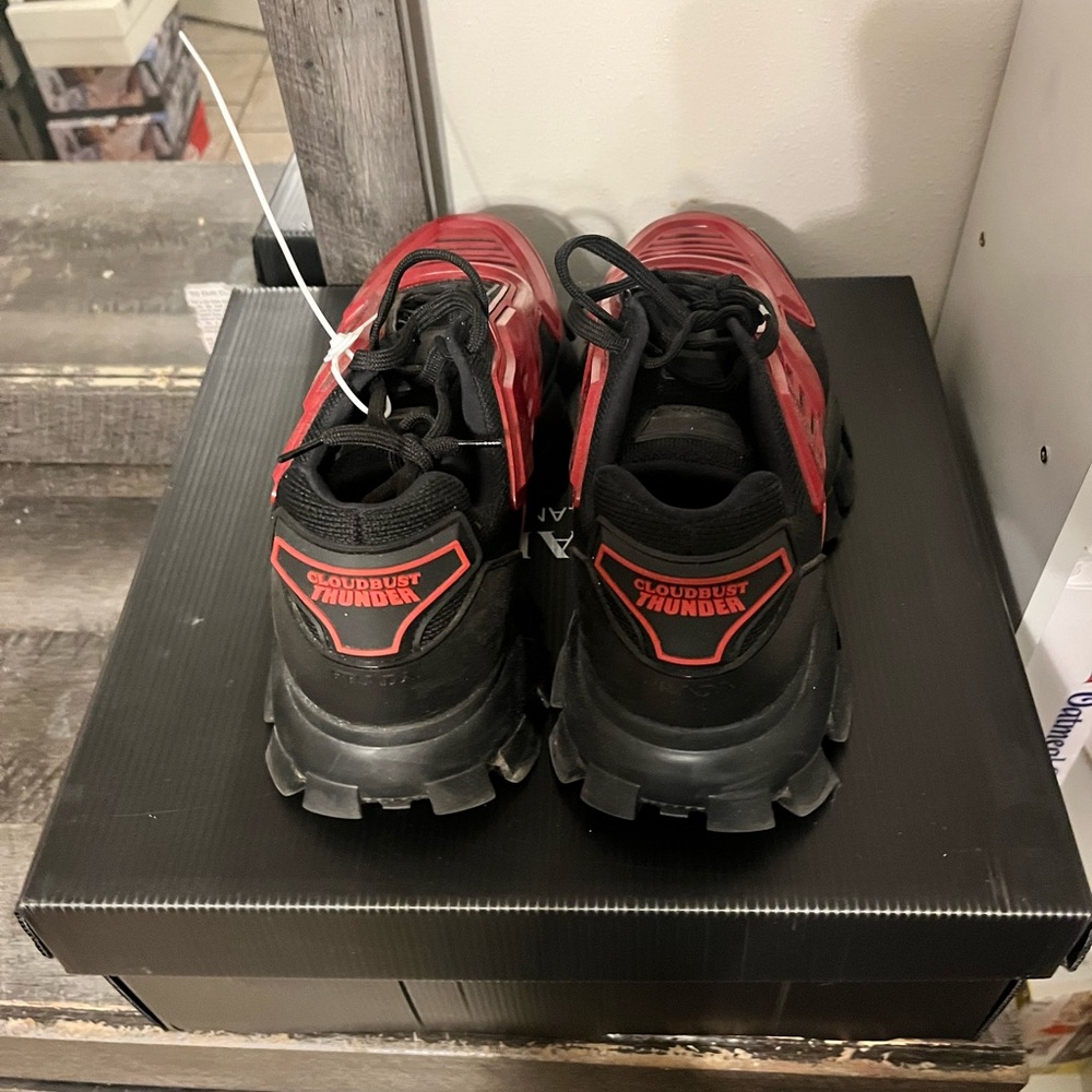 Prada Red and Black Athletic Shoes with Rugged Outsole